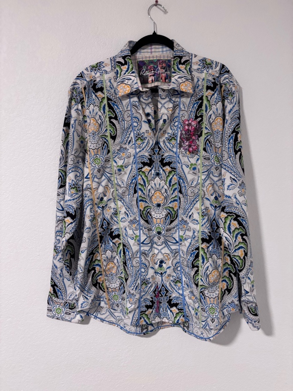 Robert Graham Mariana Men's Paisley Embroidered Button-Up Shirt Size XL